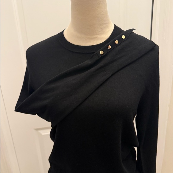 ZARA KNIT LONG SLEEVE SWEATER WITH GOLD BUTTONS LARGE BLACK - Picture 7 of 9